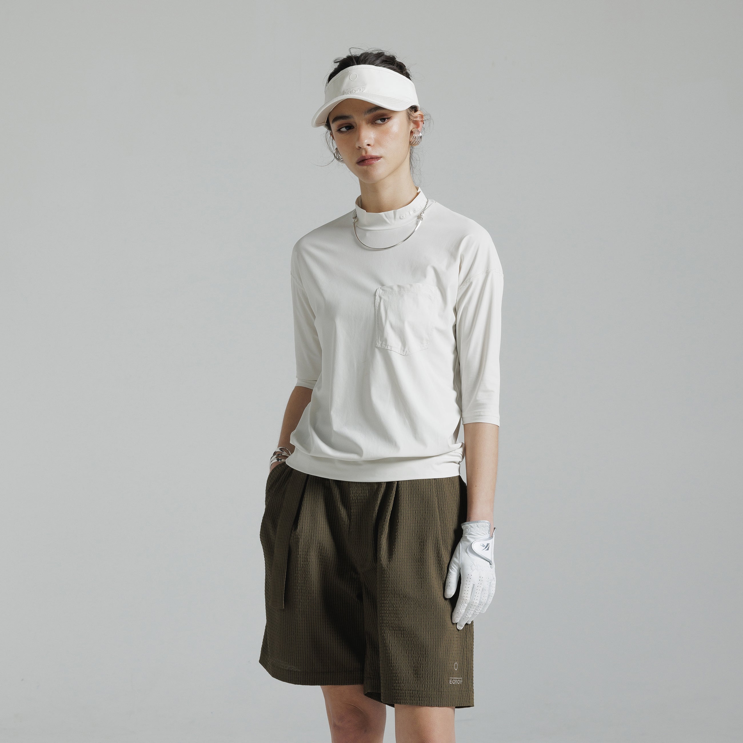 7分袖モックネック / 3/4 Sleeve Mock Neck